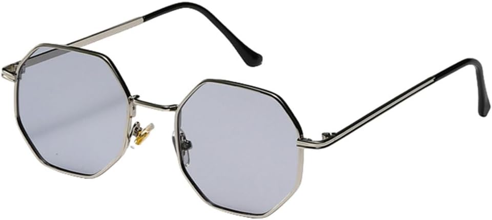 

MUTYNE Женские винтажные солнцезащитные очки Мужские металлические золотисто-зелено-коричневые восьмиугольные солнцезащитные очки для женщин Polygon UV400, Silver With Grey