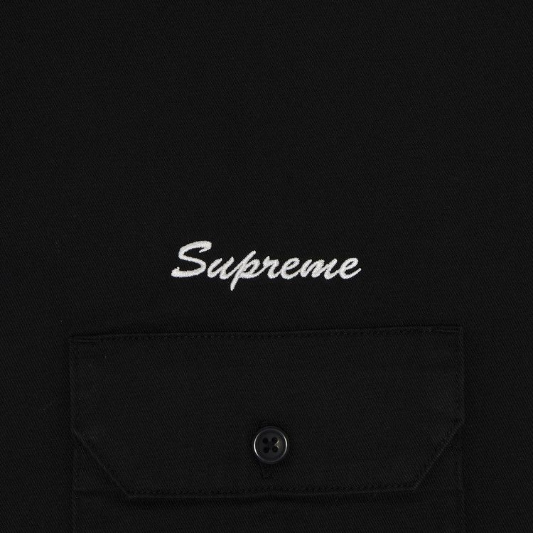 Рубашка Supreme Rhinestone Pin Up Short-Sleeve Work Shirt, Black — фото 3
