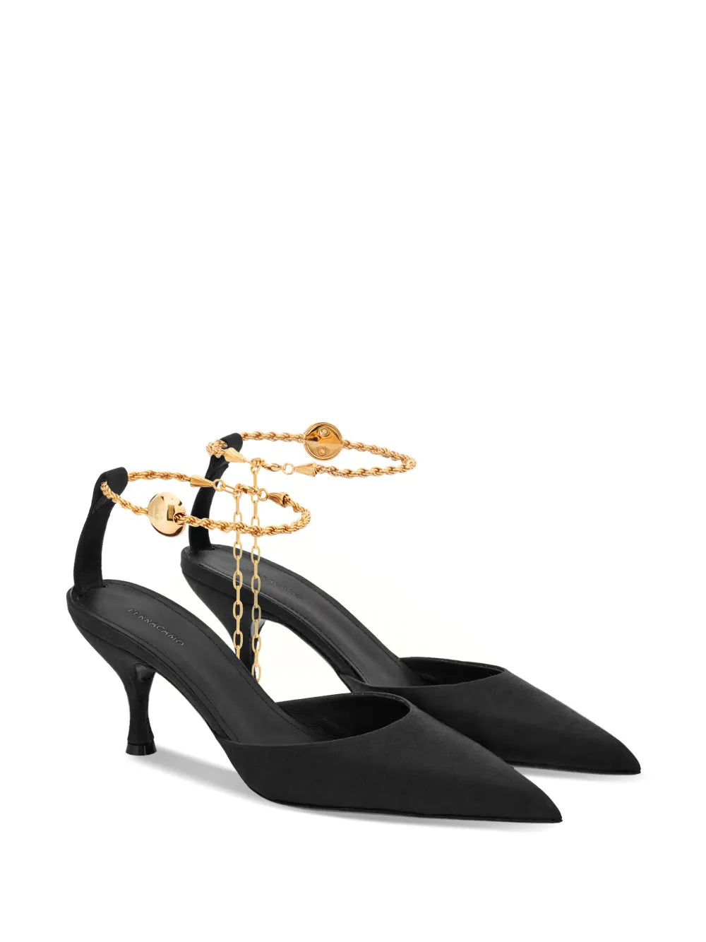 Феррагамо 70 мм мюли с цепочкой и атласной отделкой Salvatore Ferragamo, черный — фото 4