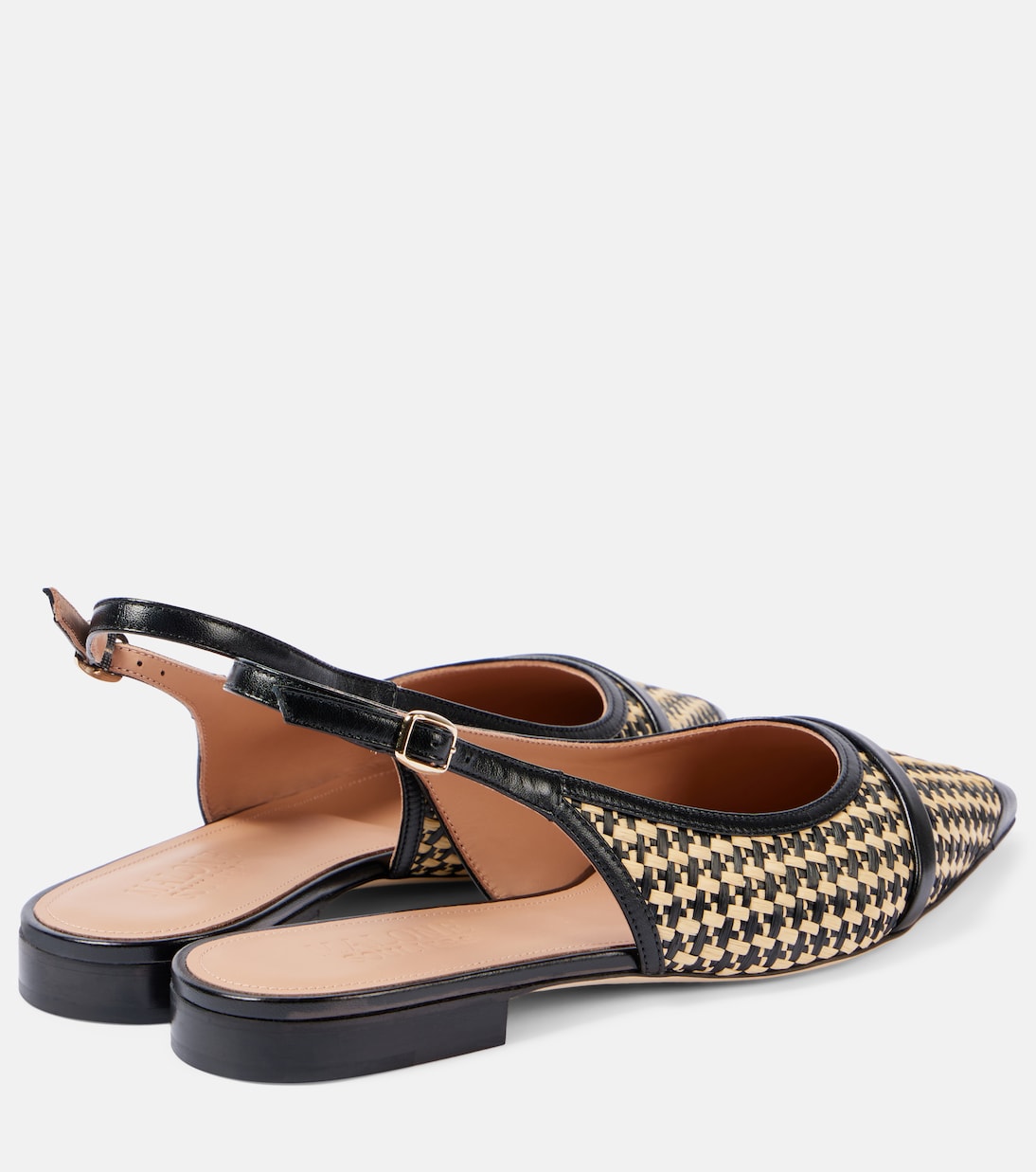 Балетки Jama из рафии с кожаной отделкой Malone Souliers, черный — фото 2