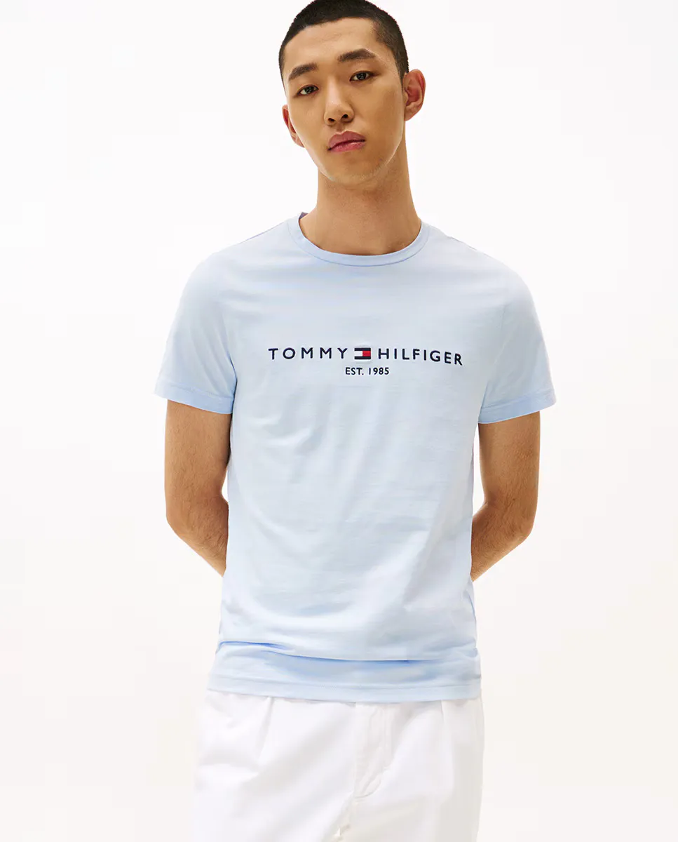 

Мужская футболка из органического хлопка с короткими рукавами Tommy Hilfiger, голубой