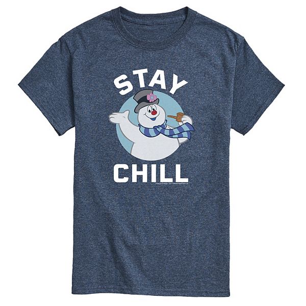 

Мужская футболка с принтом Frosty the Snowman Stay Chill Licensed Character, Heather Blue