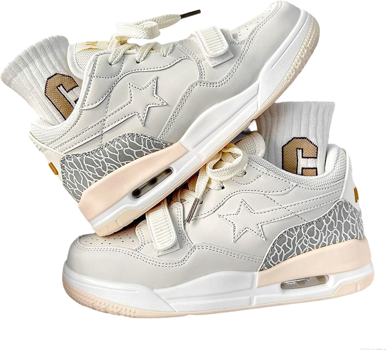 

Женские и мужские высокие кроссовки на платформе Star Chunky с воздушной подушкой, удобной толстой подошвой для повседневной уличной носки Zqw, белый