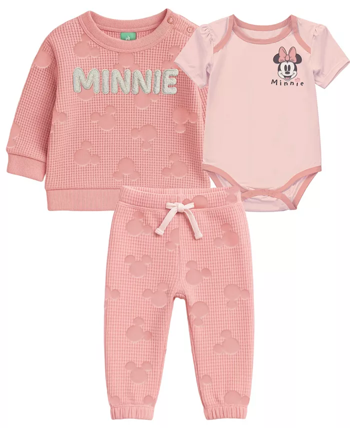 

Комплект для девочек из 3 предметов с принтом Minnie Mouse: свитшот, боди и штанишки Disney