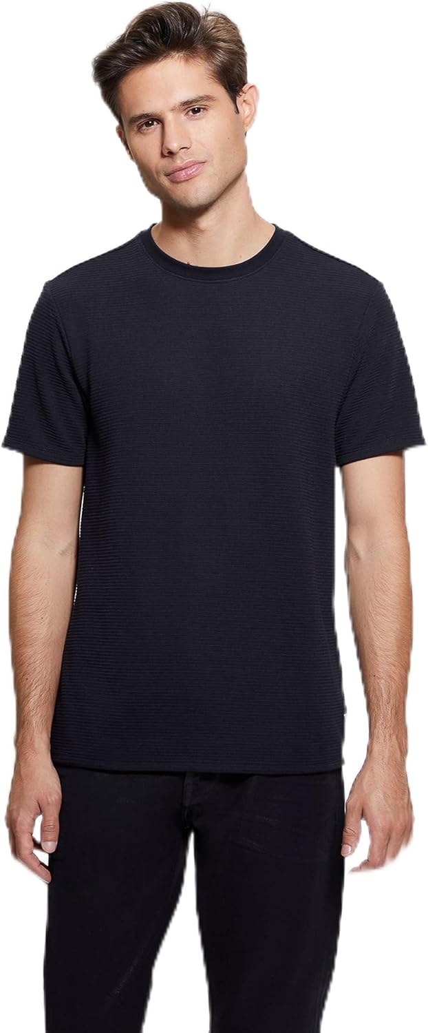 

Мужская футболка GUESS с коротким рукавом и текстурированными полосками, Bleu Elegant