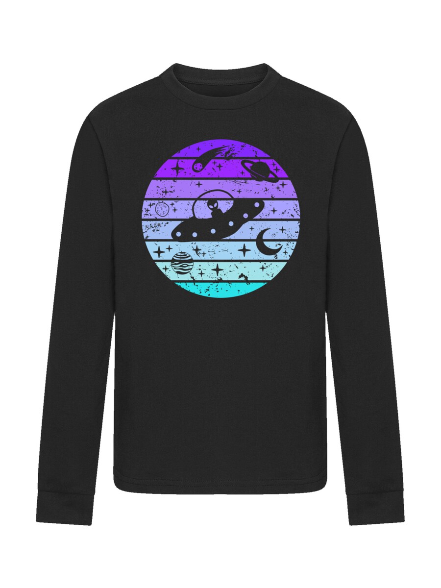 

Рубашка F4NT4STIC Retro Alien Weltraum Sonnenuntergang, черный