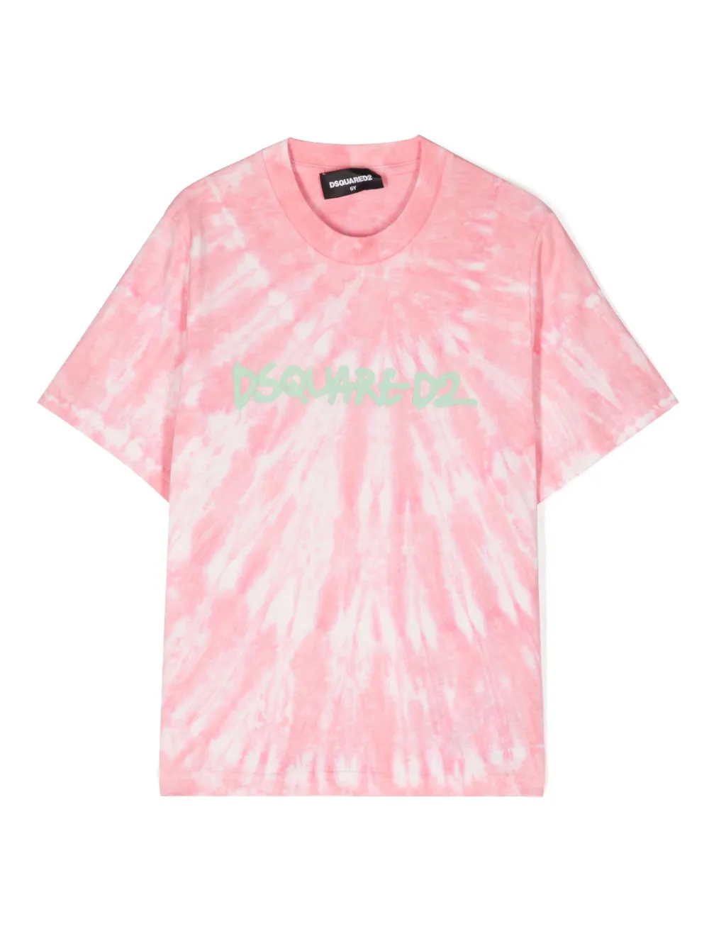 

Футболка с логотипом и принтом тай-дай DSQUARED2 KIDS, розовый
