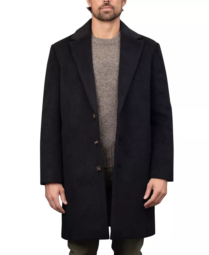 

Мужское однобортное пальто из шерстяной смеси Bagatelle Homme, черный