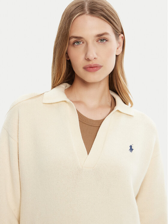 Вязаное платье slim fit 211A91143003 Polo Ralph Lauren, белый — фото 4