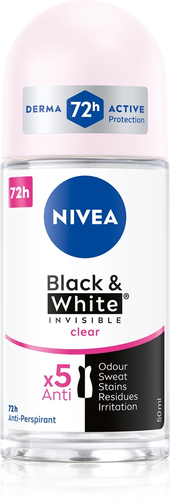 

Невидимый черно-белый прозрачный шариковый антиперспирант для женщин Nivea, 50 мл