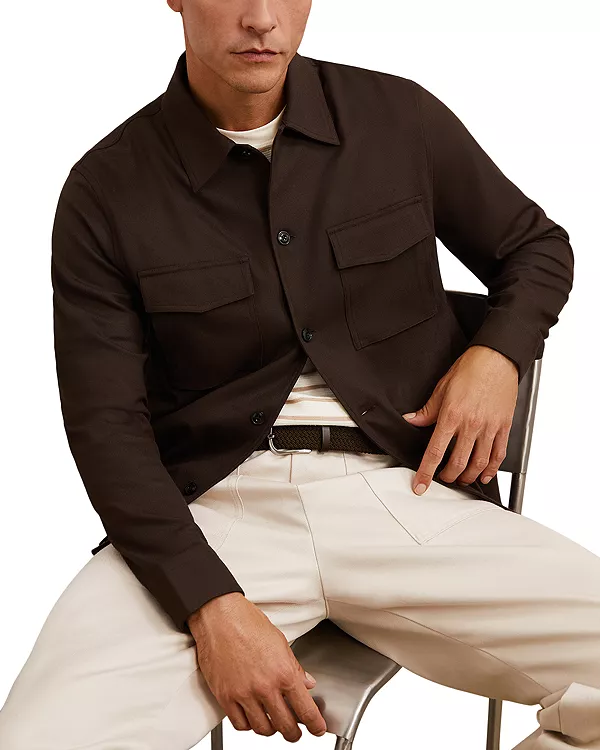 

Рубашка-Пиджак Daviday из саржи с двумя карманами Reiss, коричневый