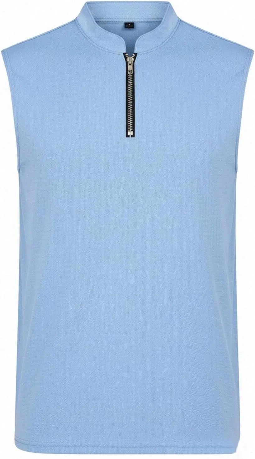 Мужская майка без рукавов с 1/4 разрезом, Generic, Light Blue — фото 3