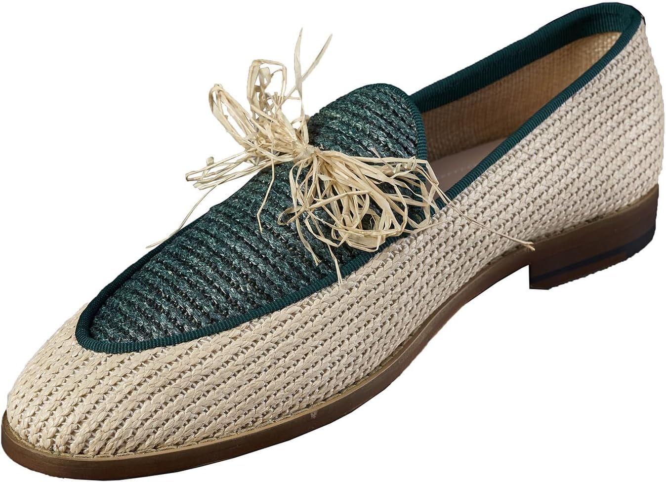 

Мужские повседневные туфли Santimon, слипоны-лоаферы Penny, удобные и дышащие, из льняной ткани, летние мокасины, плетеные рафиевые тапочки для мужчин, темно-зеленый