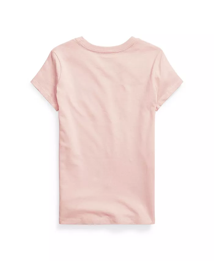 Футболка с коротким рукавом из хлопкового джерси для девочек постарше Polo Ralph Lauren, розовый — фото 2