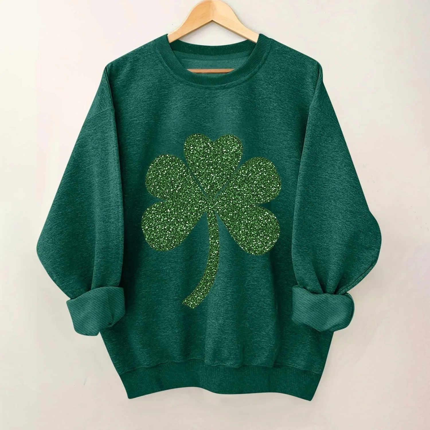 Свитшот St. Patrick's Day для женщин с длинным рукавом и принтом Shamrock — фото 3