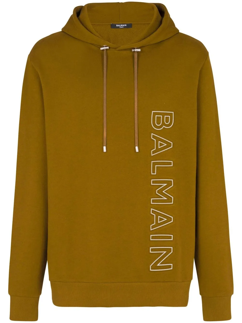 

Толстовка с капюшоном из органического хлопка с тисненым логотипом BALMAIN, зеленый