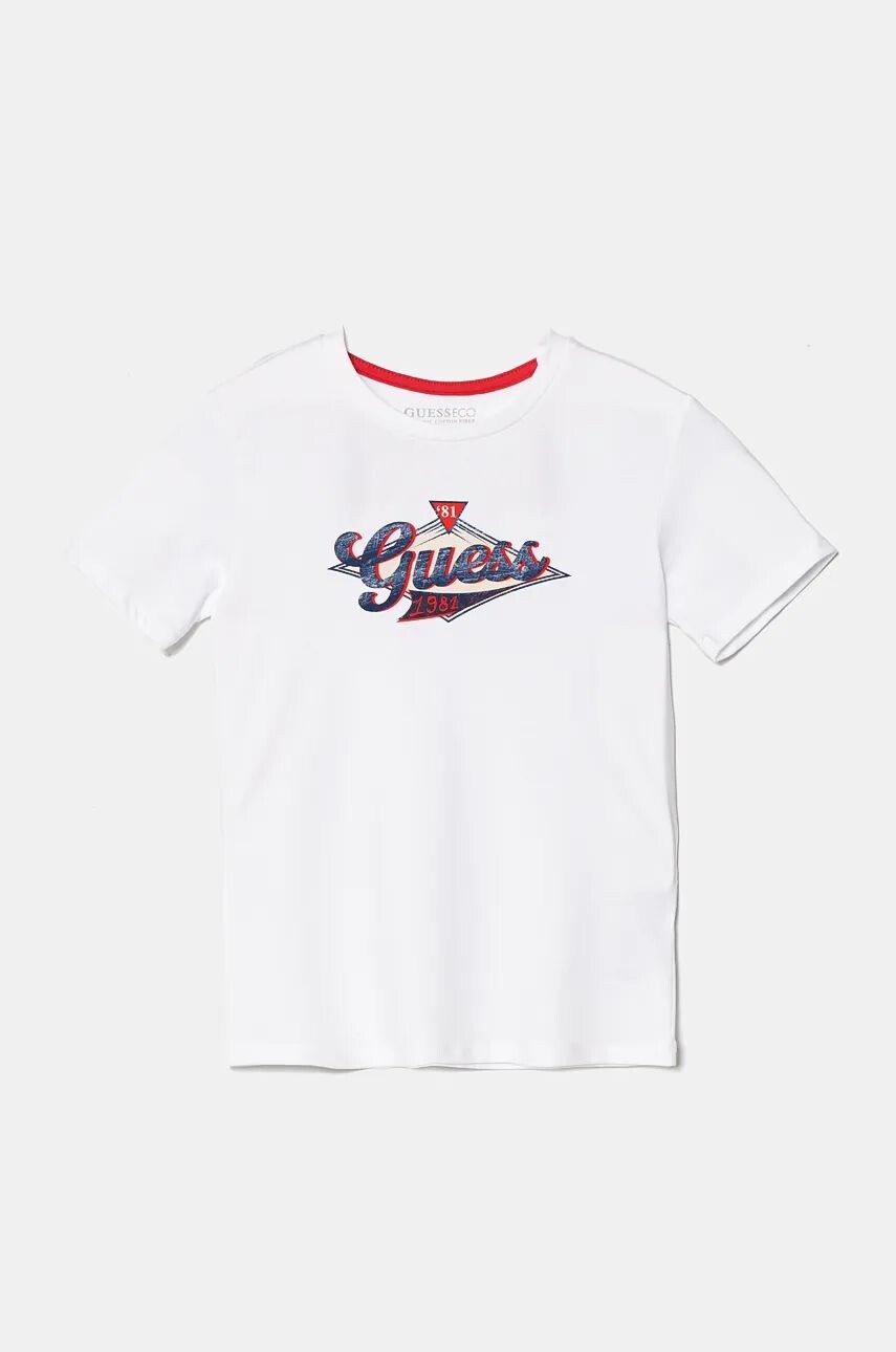 

Детская хлопковая футболка Guess, белый