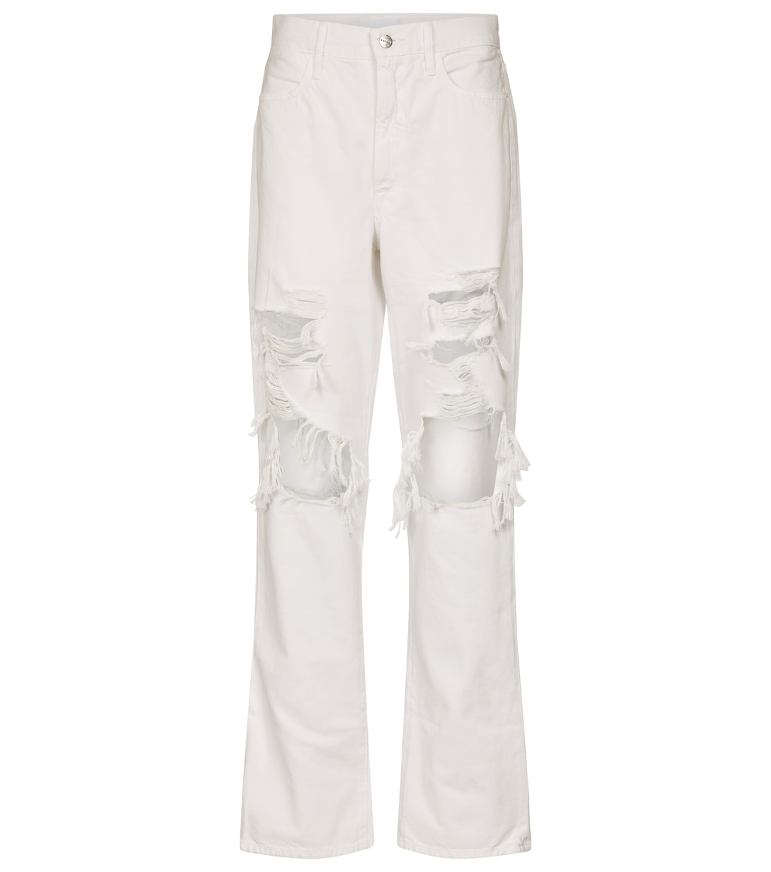 

Прямые джинсы Le Hollywood с высокой талией Frame, Rumpled Blanc Rips