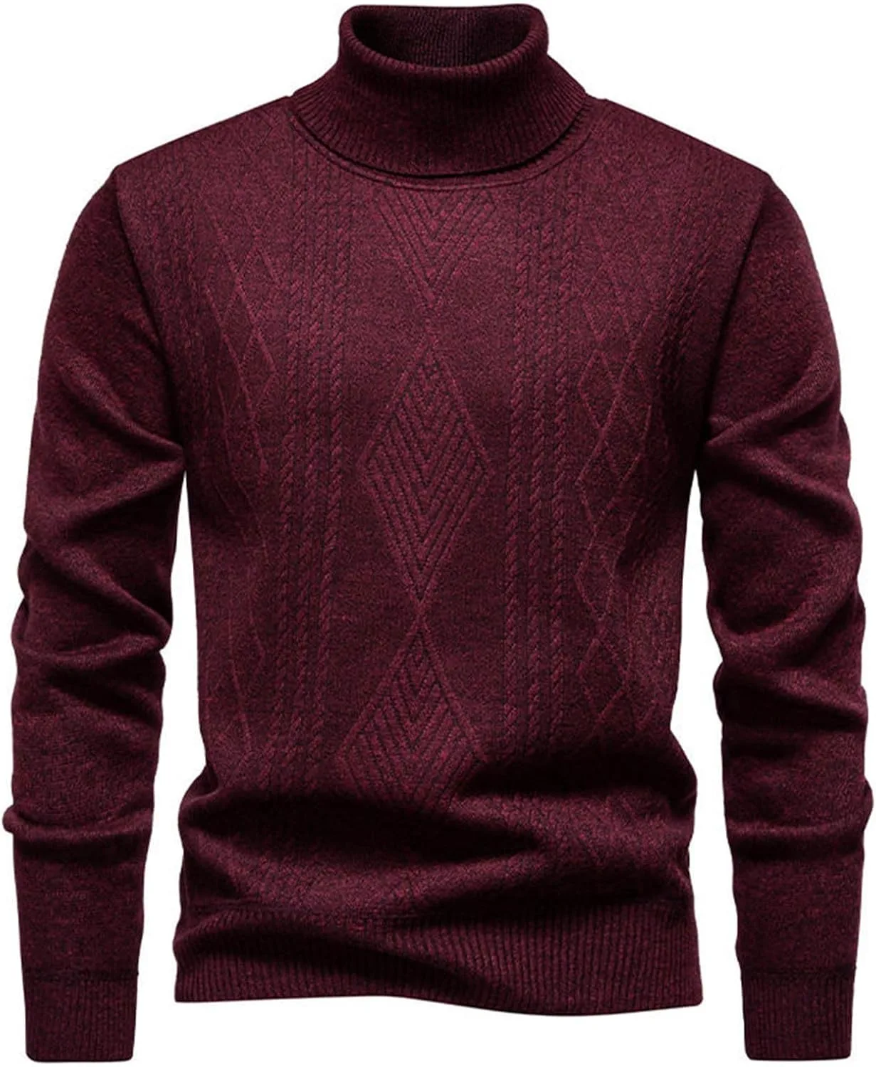 Мужской водолазка свитер с длинным рукавом, текстурированный, slim fit, зимний, теплый