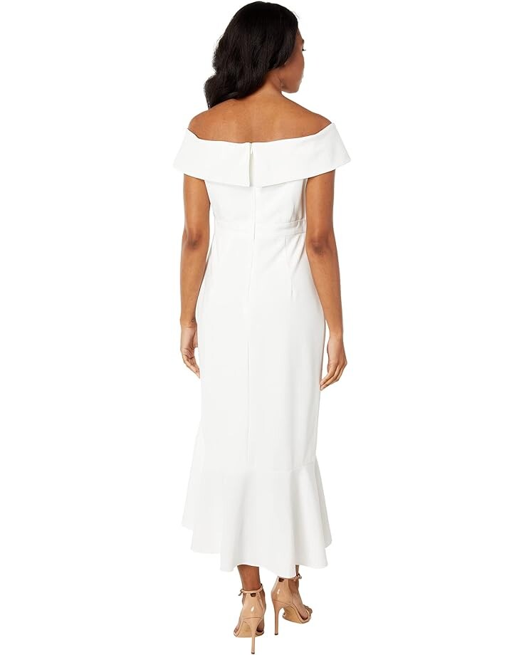 

Платье Maggy London Crepe Midi Dress with Ruffle Hem, цвет Soft White