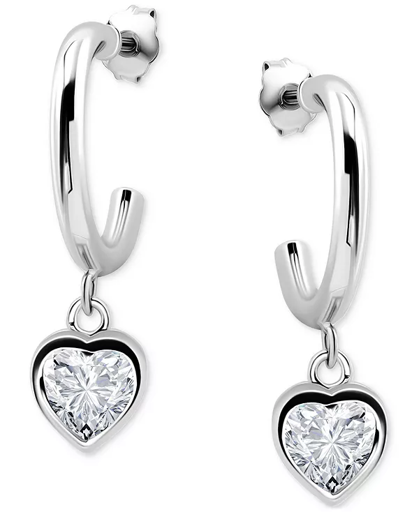 

Серьги-Полукольца с подвесками в форме сердца из кубического циркония Giani Bernini, silver