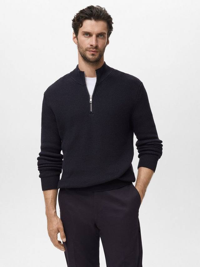 

Свитер с воротником-стойкой из хлопкового рибаны Madeirap Mango, Navy