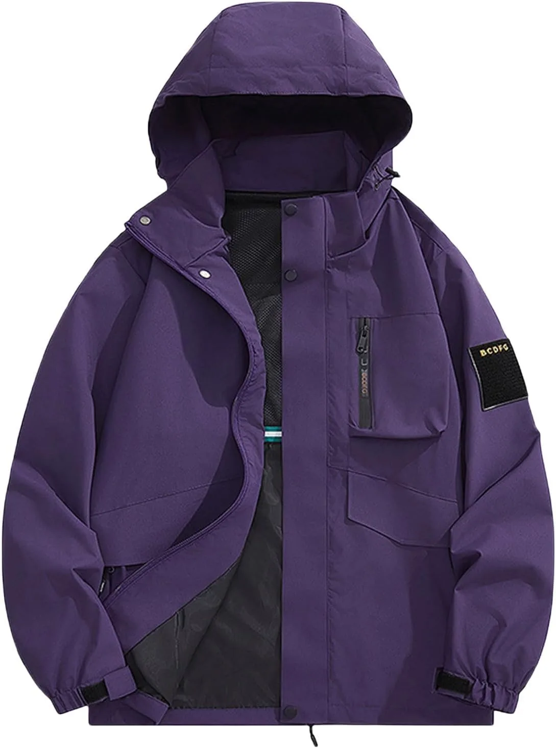 Дождевик для мужчин Outdoor куртка на молнии с капюшоном Waterproof Travel ветровка Plus Size верхняя одежда Vintage Trendy 2025 Generic, фиолетовый