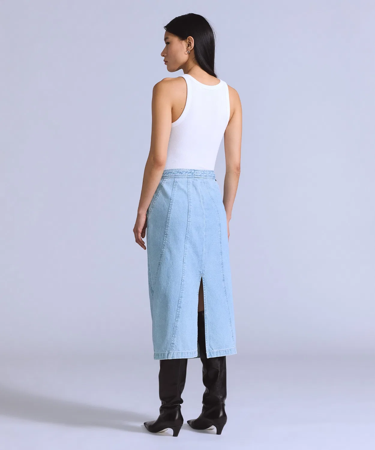 Юбка Levi's Blue Tab Seamed с вытачками, миди, деним, индиго — фото 4