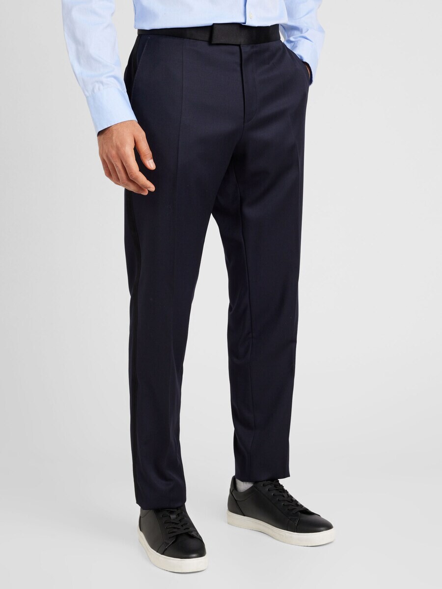 Костюмные брюки BOSS Slim fit Pleated Pants H-Genius, ночной синий — фото 2