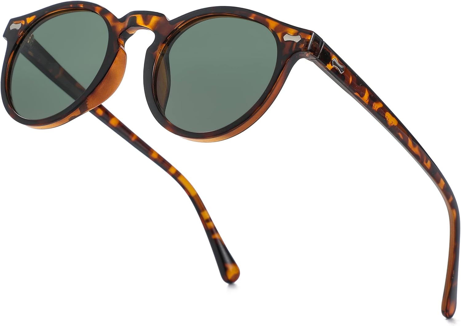 

NIDOVIX Винтажные поляризованные солнцезащитные очки для мужчин и женщин, круглые, в стиле ретро, ​​классические, модные, с защитой от УФ-излучения UV400, A5 Tortoise/Green