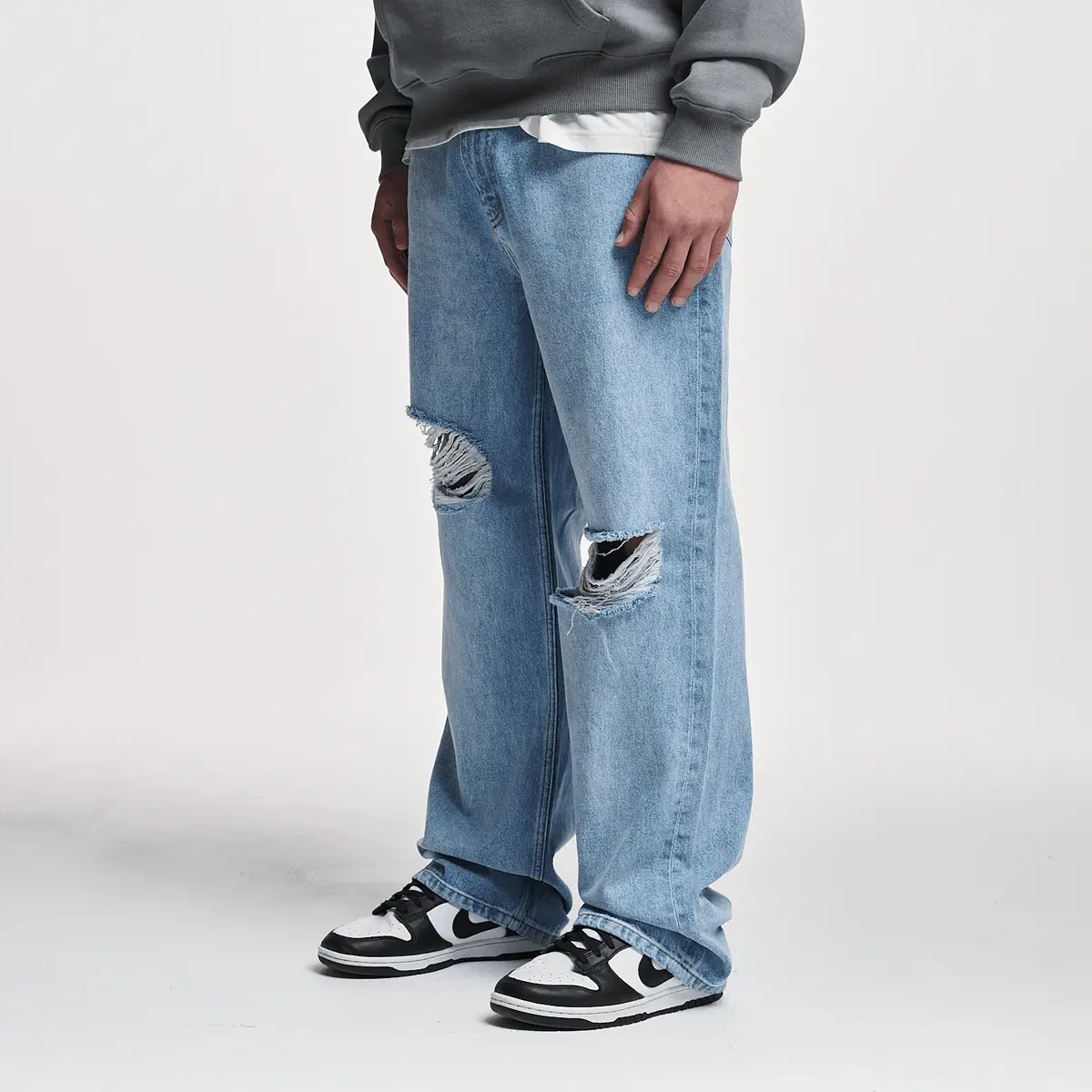 

Джинсы 2Y STUDIOS Anduin Ripped Baggy Jeans, синий/серебристый