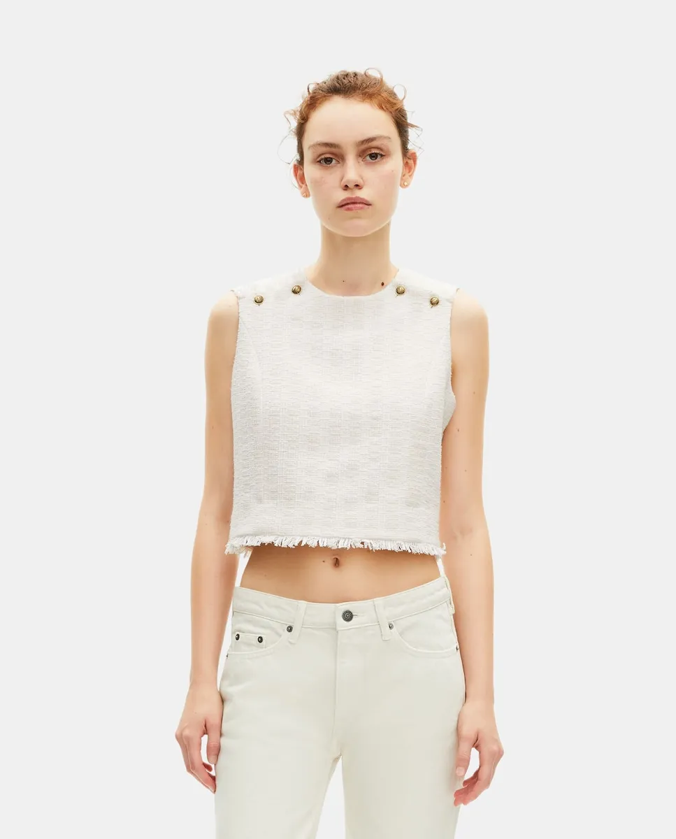 

Женский приталенный твидовый топ The Kooples, белый