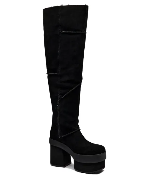 Кожаные сапоги на блочном каблуке Ugg, черный