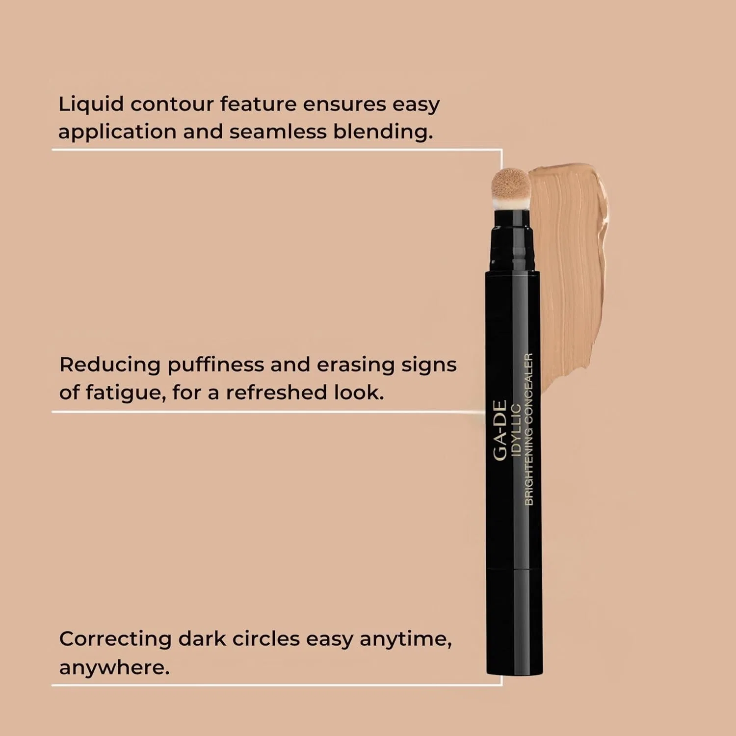 Консилер Ga-De Idyllic Brightening Concealer 34 для темных кругов, осветляющий, 3 г, цвет 871 Калифорния — фото 3