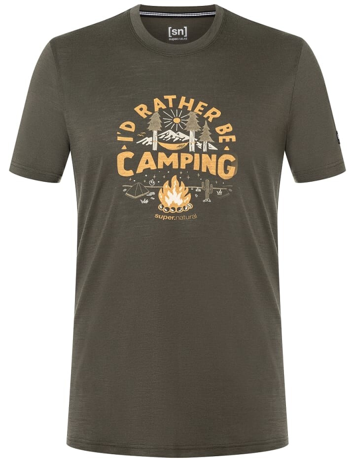 

Функциональная рубашка super.natural Merino T-Shirt NO GLAMPING, коричневый