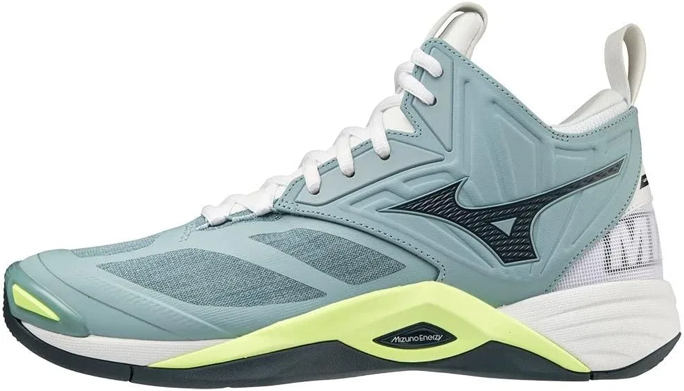 Волейбольные кроссовки Mizuno Unisex 2 Wave Momentum Mid, размер 10, Blue White Stone Blue Stratifieds White