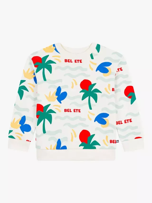 Детская толстовка с принтом пальм, белая/разноцветная Petit Bateau