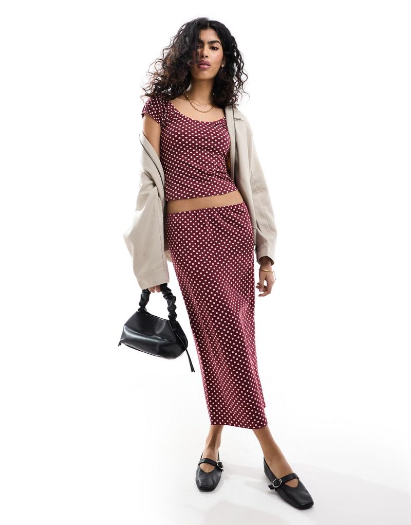 

ASOS DESIGN – юбка-колонна миди в горошек, часть комплекта