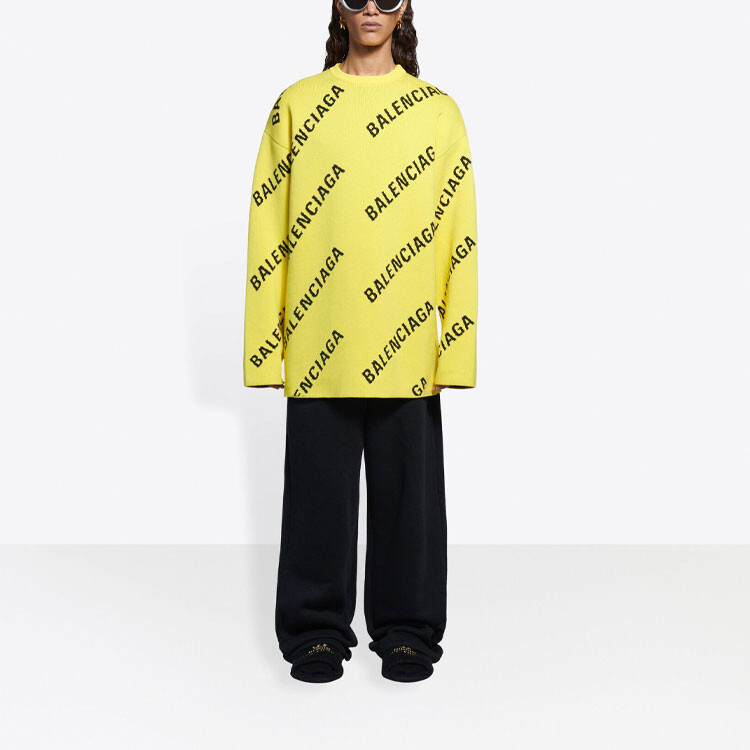 Свитер Balenciaga свободного кроя, желтый — фото 3