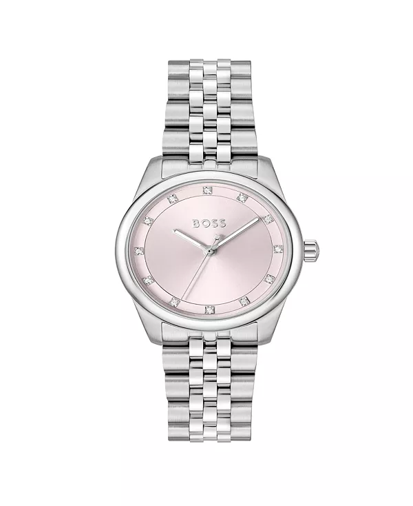 

Женские изящные драгоценные подарочные кварцевые часы базового типа из нержавеющей стали, 32 мм Hugo Boss, silver-tone