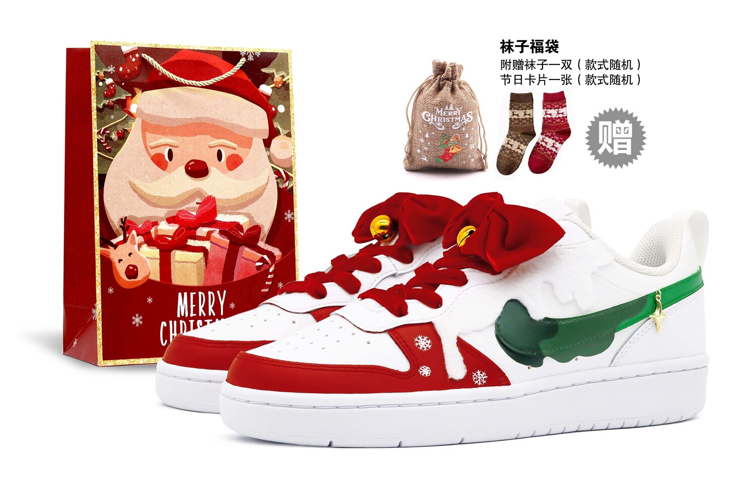 

Кроссовки Nike Court Borough Skateboard Shoes Women's Low-Top White/Red/Green