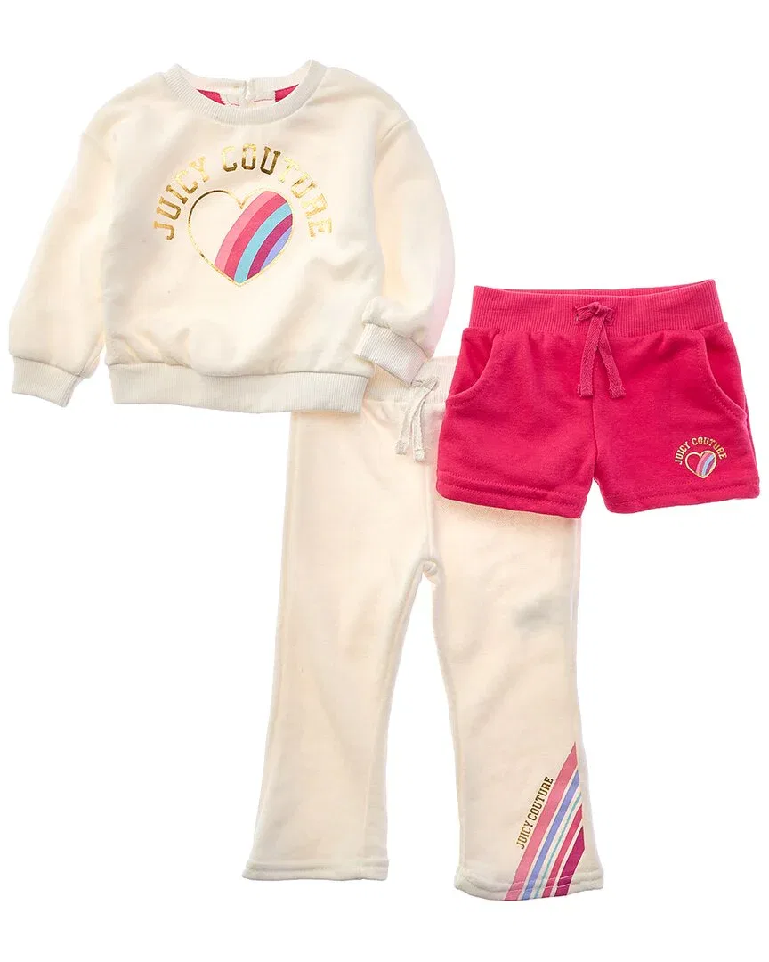 Комплект Juicy Couture из 3 предметов: толстовка, шорты и брюки, желтый — фото 2