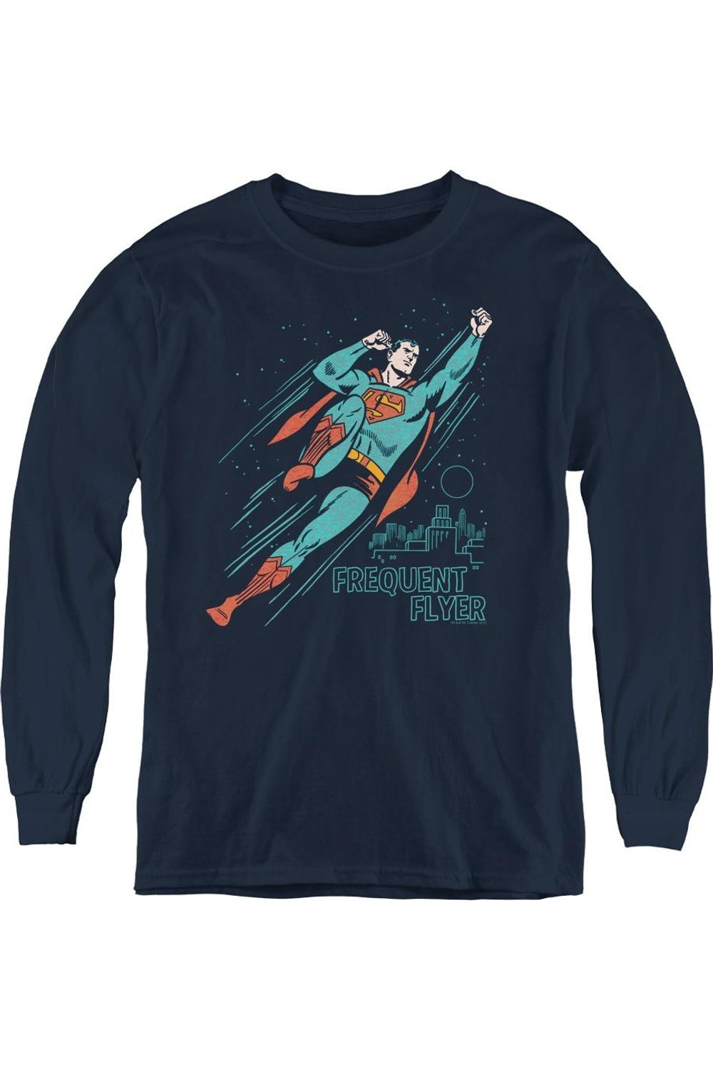 

Футболка с длинным рукавом для подростков "Superman Frequent Flyer" Gildan, темно-синий