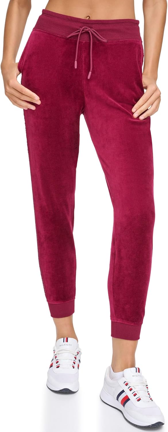 

Женские облегающие велюровые брюки-джоггеры Tommy Hilfiger, Beet Red