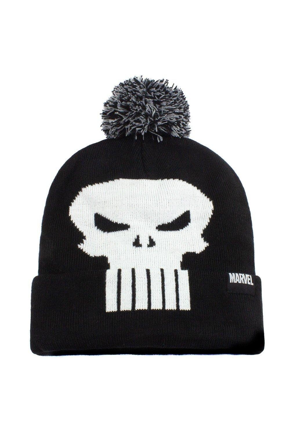 

Шапка с помпоном и черепом The Punisher, черный