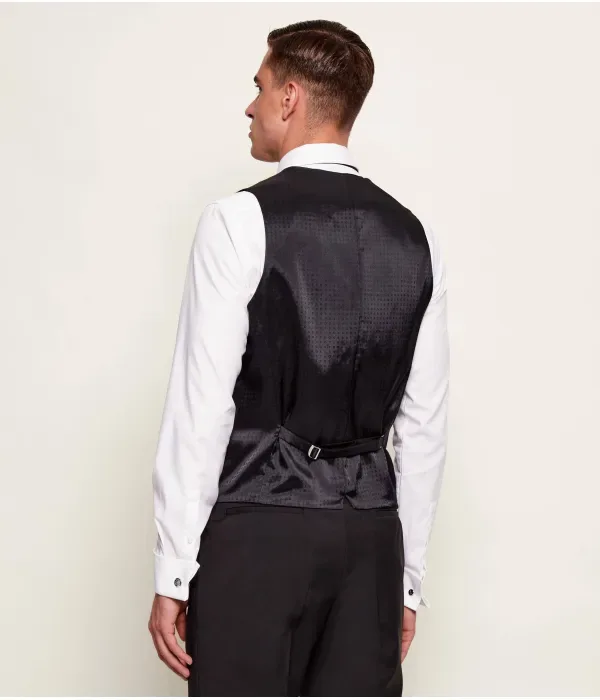 Огромный шерстяной жилет slim fit Boss, черный — фото 3