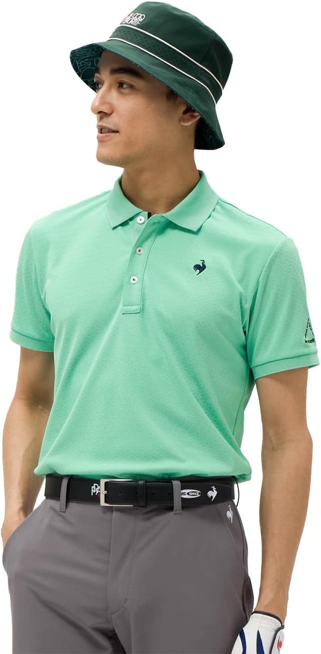 

Мужская рубашка с коротким рукавом Coq Sportif LG5FHS13M, поло, жаккардовая рубашка, впитывает пот, быстро сохнет, эластичная, простая, для гольфа Le Coq Sportif, зеленый
