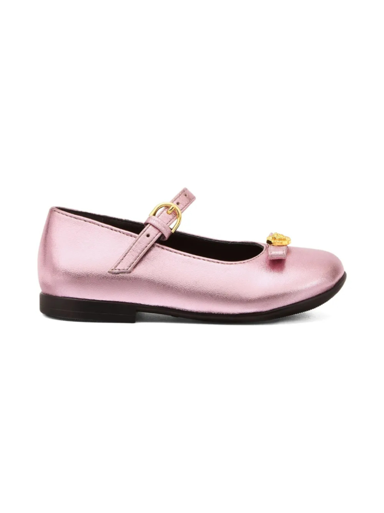 

Versace Kids балетки Gianni Ribbon с эффектом металлик, розовый