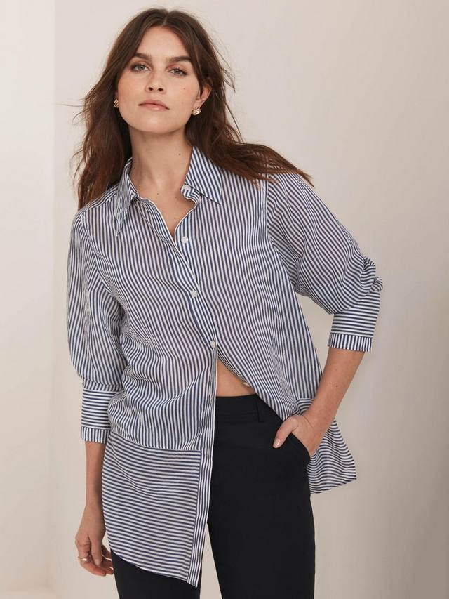 

Полосатая удлиненная рубашка Mint Velvet, Blue/Multi