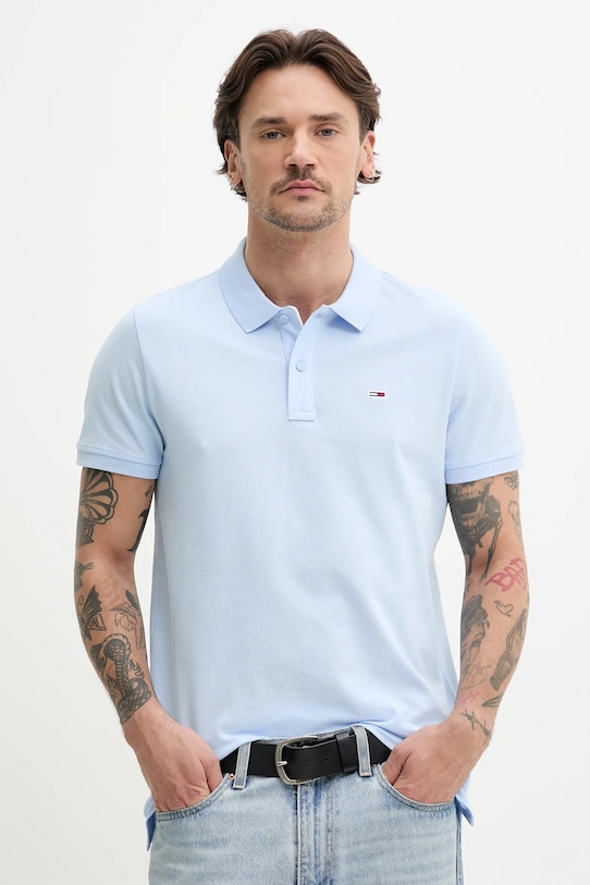 

Хлопковая поло Tommy Jeans, синий